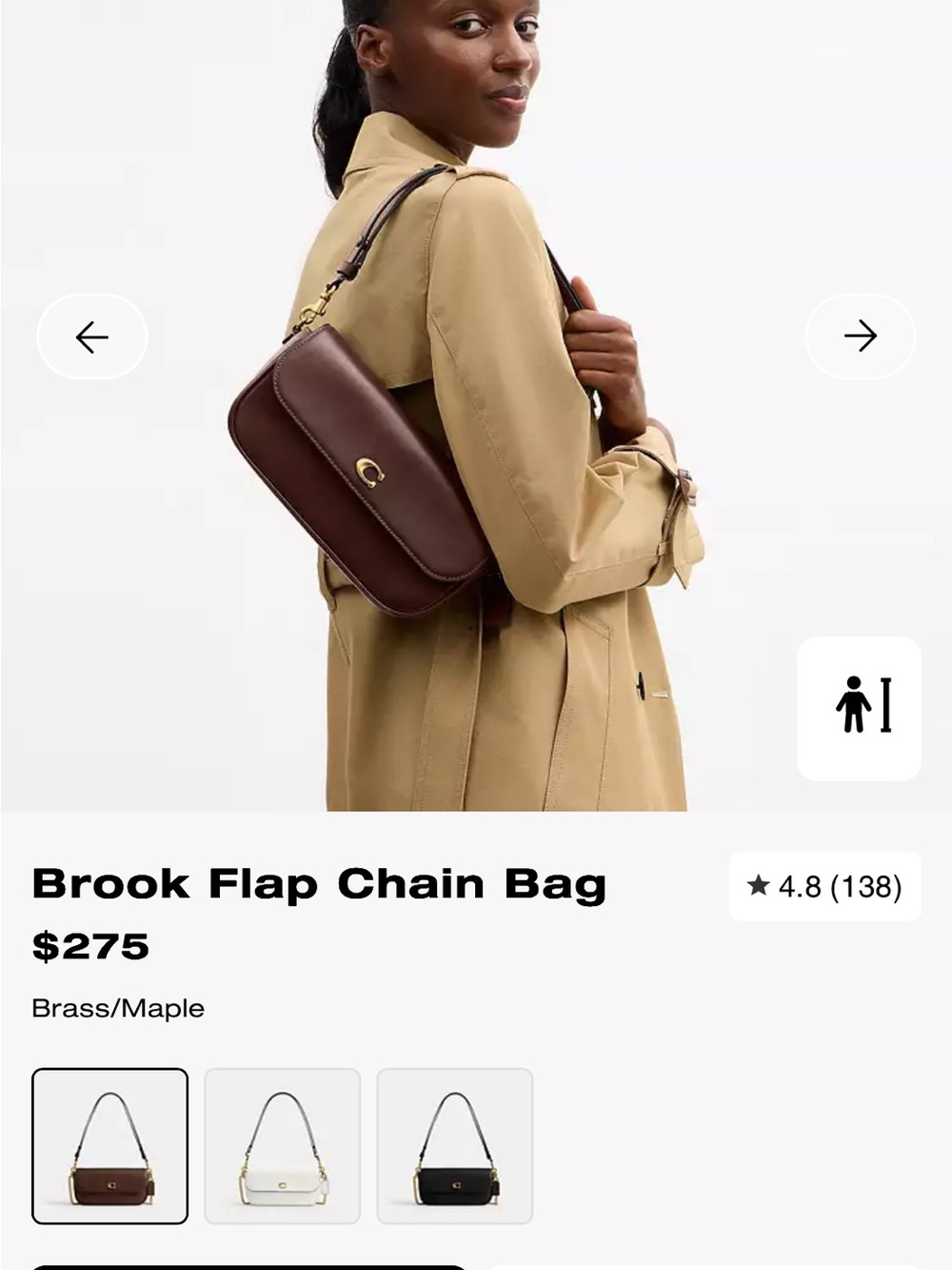 Coach Brook Flap Chain Bag in Maple Brown with Brass Hardware gently used - Picture 2 of 16